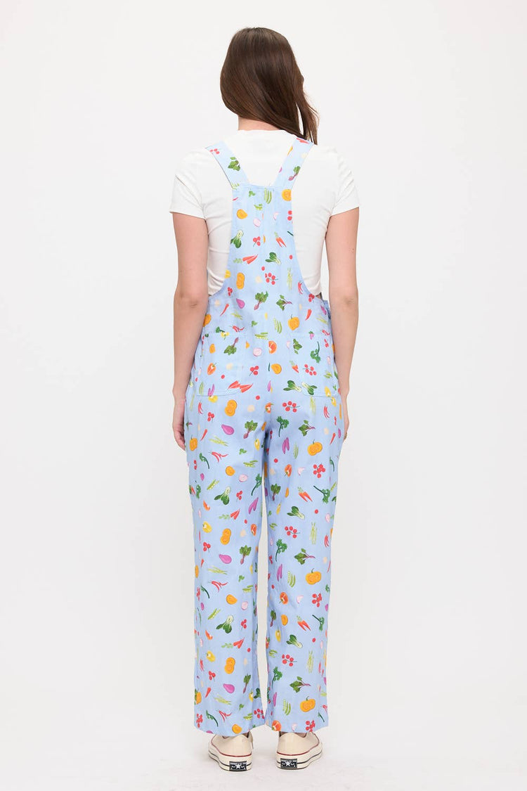 COLORFUL GARDEN VEGETABLES PRINT OVERALLS