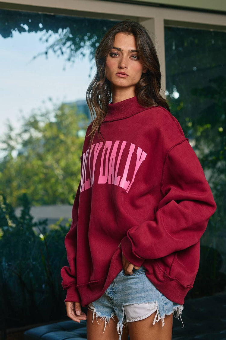 DILLY DALLY Mockneck Sweatshirt: Yellow