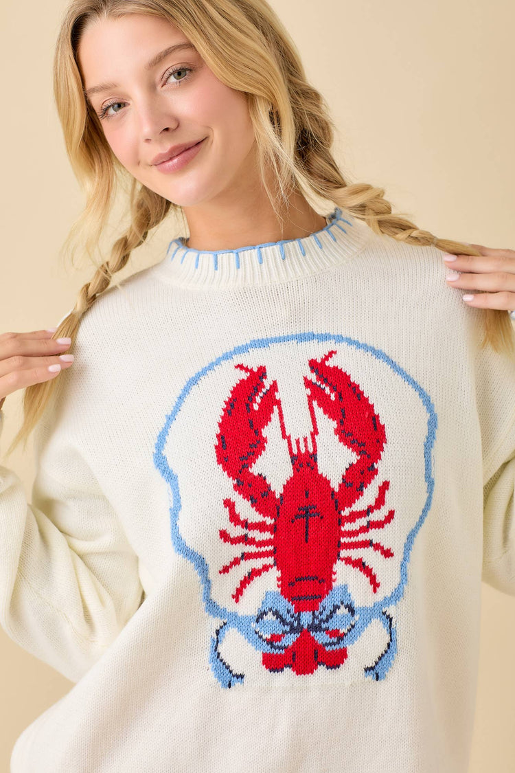 Lobster Sweater Knit Long Sleeve Top