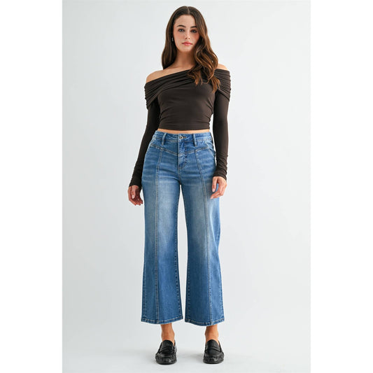 HIGH-RISE WIDE CROP JEANS - TUMMY TUCK