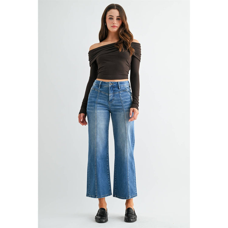 HIGH-RISE WIDE CROP JEANS - TUMMY TUCK