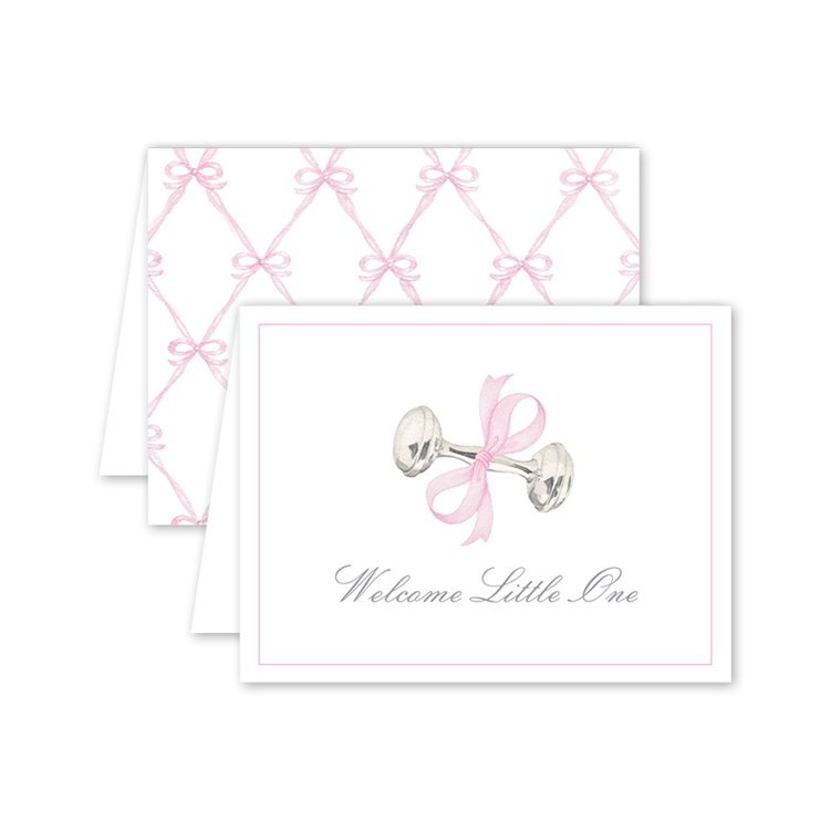 Rattle and Bow Pink: Single Card