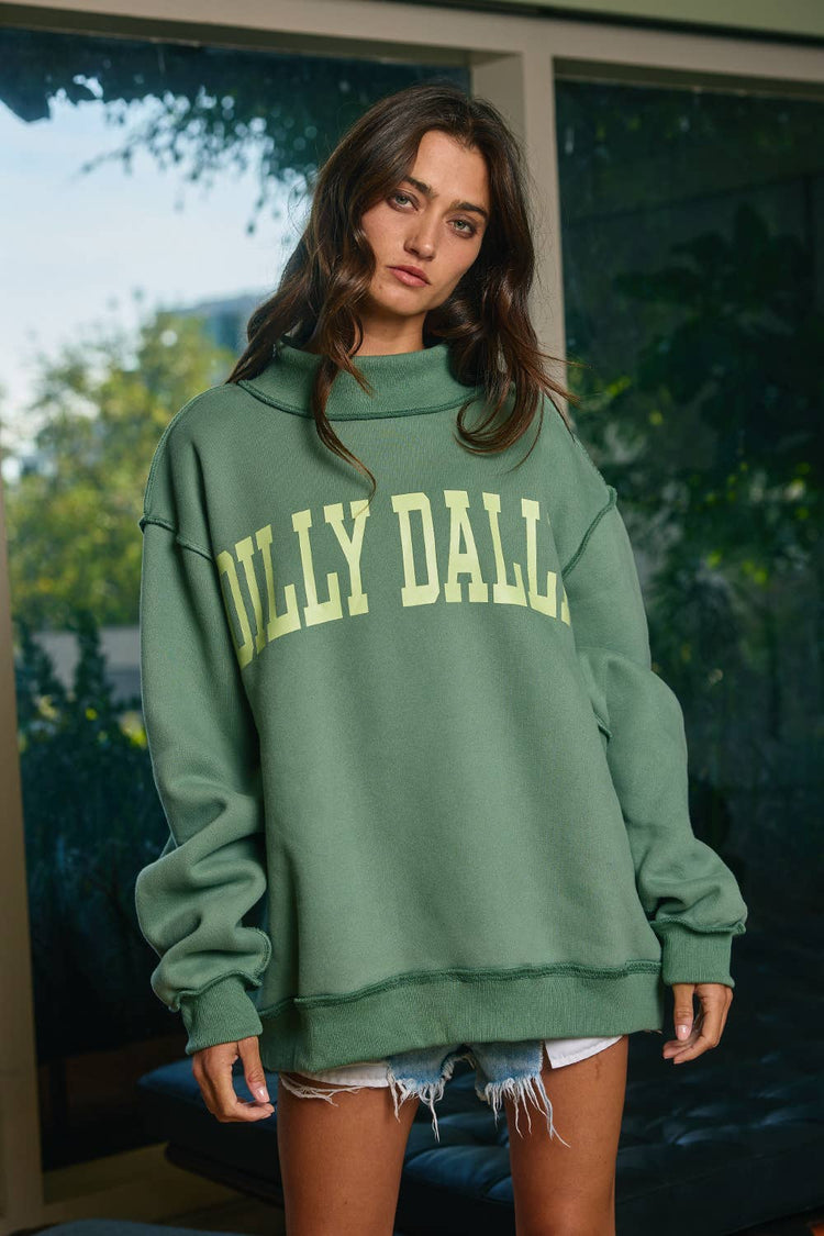 DILLY DALLY Mockneck Sweatshirt: Yellow