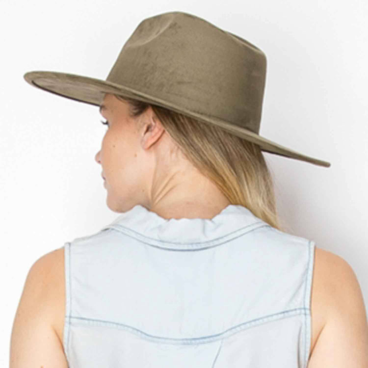 Wide Brim suede Hat - OLIVE