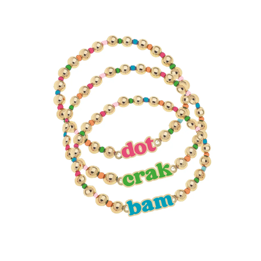 Dot Crack Bam Rainbow Ball Bead Stretch Bracelet Set of 3