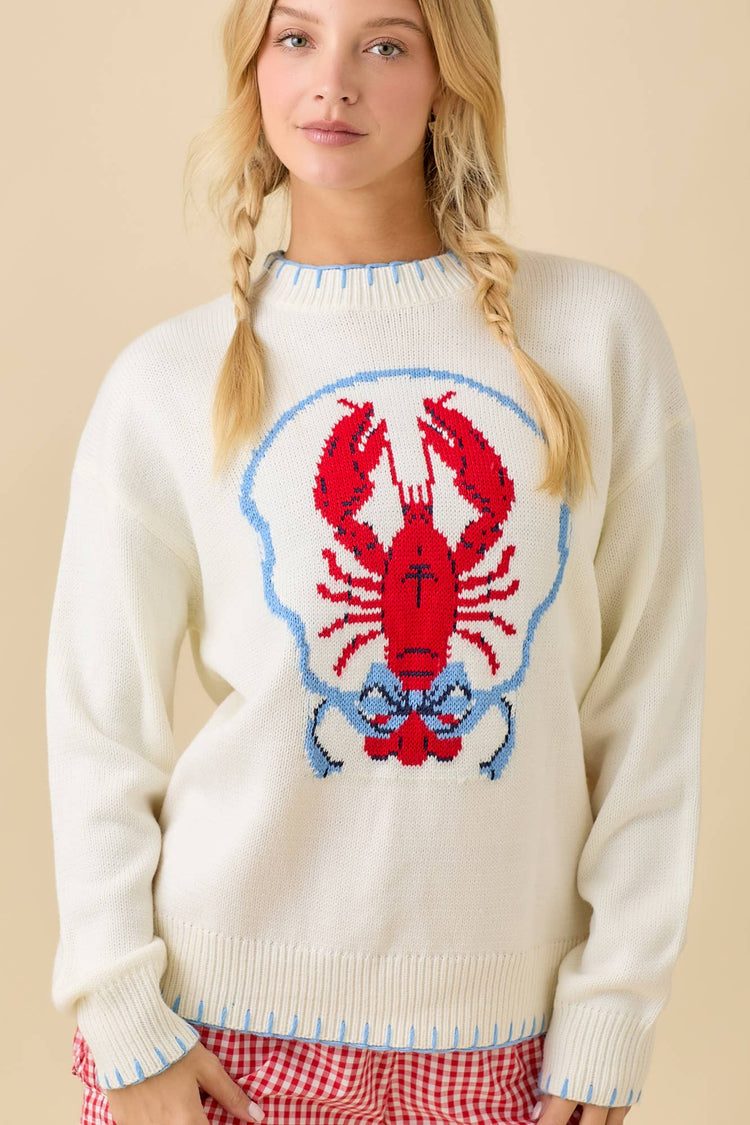 Lobster Sweater Knit Long Sleeve Top
