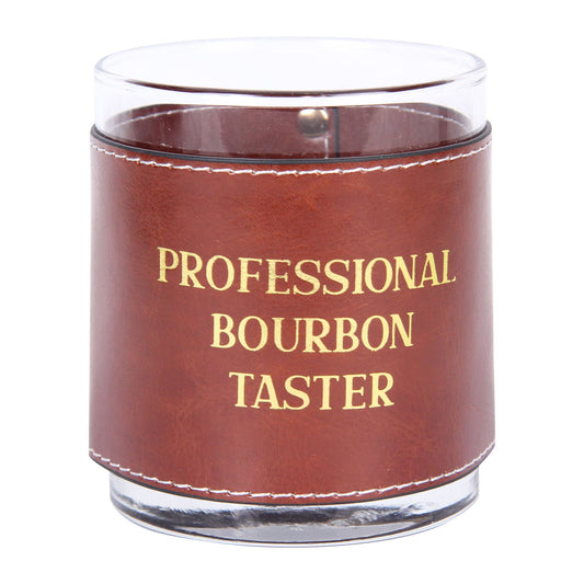Professional Bourbon Taster Faux Leather Rocks Glass GOLD