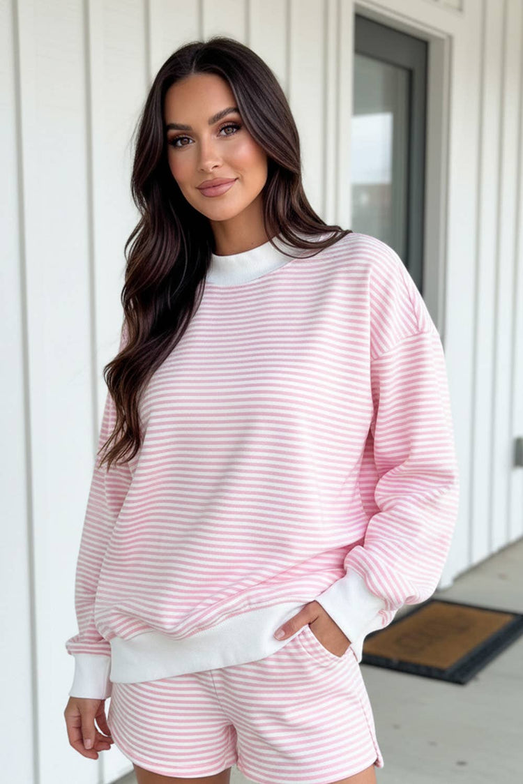 Dolly Stripe Oversize Sweatshirt and Shorts Set