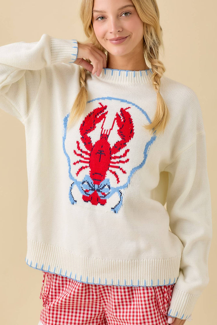 Lobster Sweater Knit Long Sleeve Top