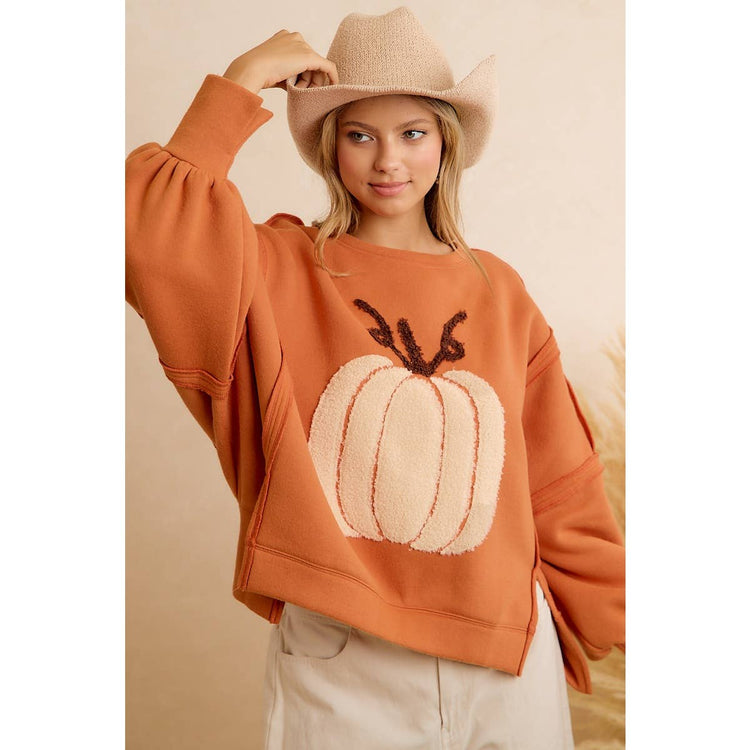 THANKSGIVING OVERSIZED PUMPKIN PATCH PULLOVER SWEATSHIRT