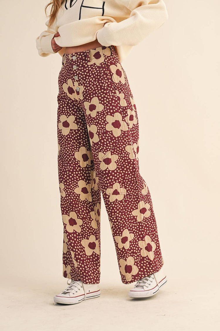 FLORAL PRINT HIGH WAISTED PANTS