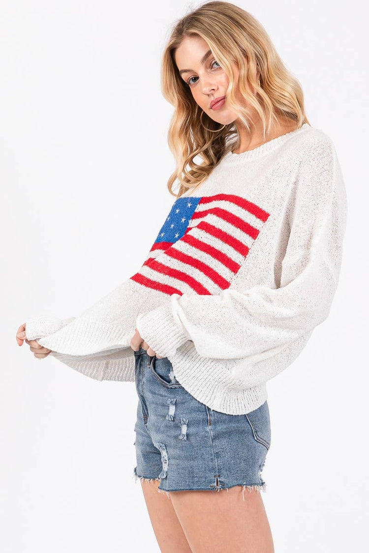 AMERICAN FLAG SWEATER TOP