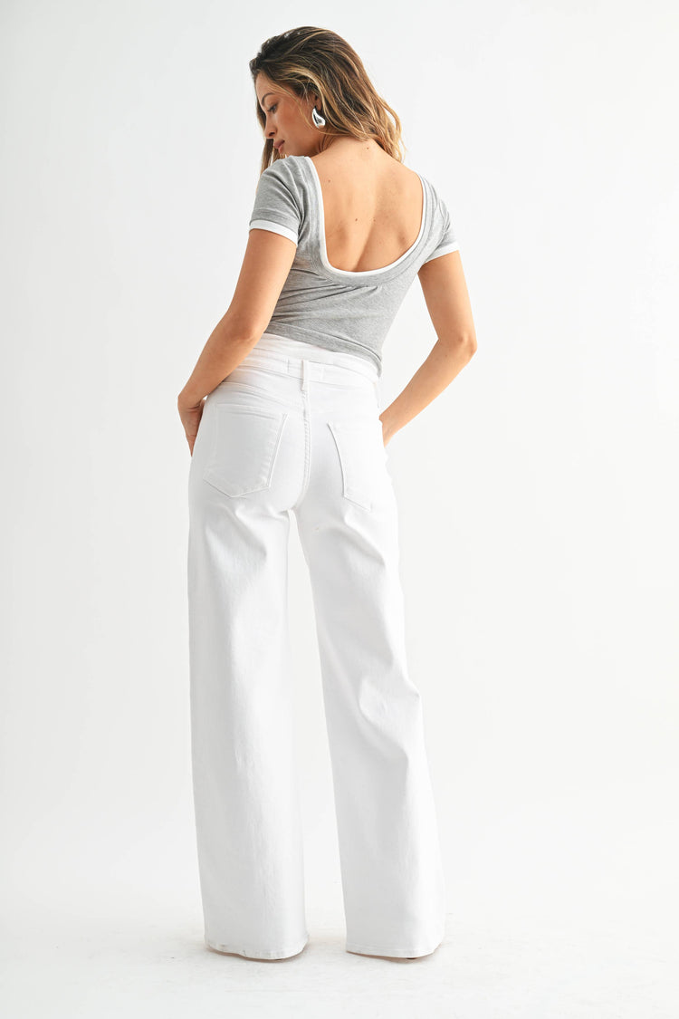 Kara Stretchy Wide Leg White Jean