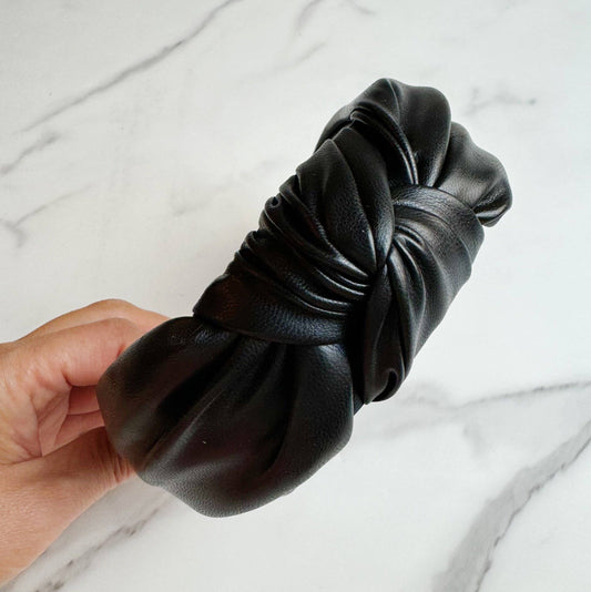 Leather Better Knotted Headband: Black