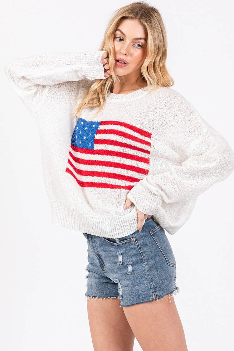 AMERICAN FLAG SWEATER TOP