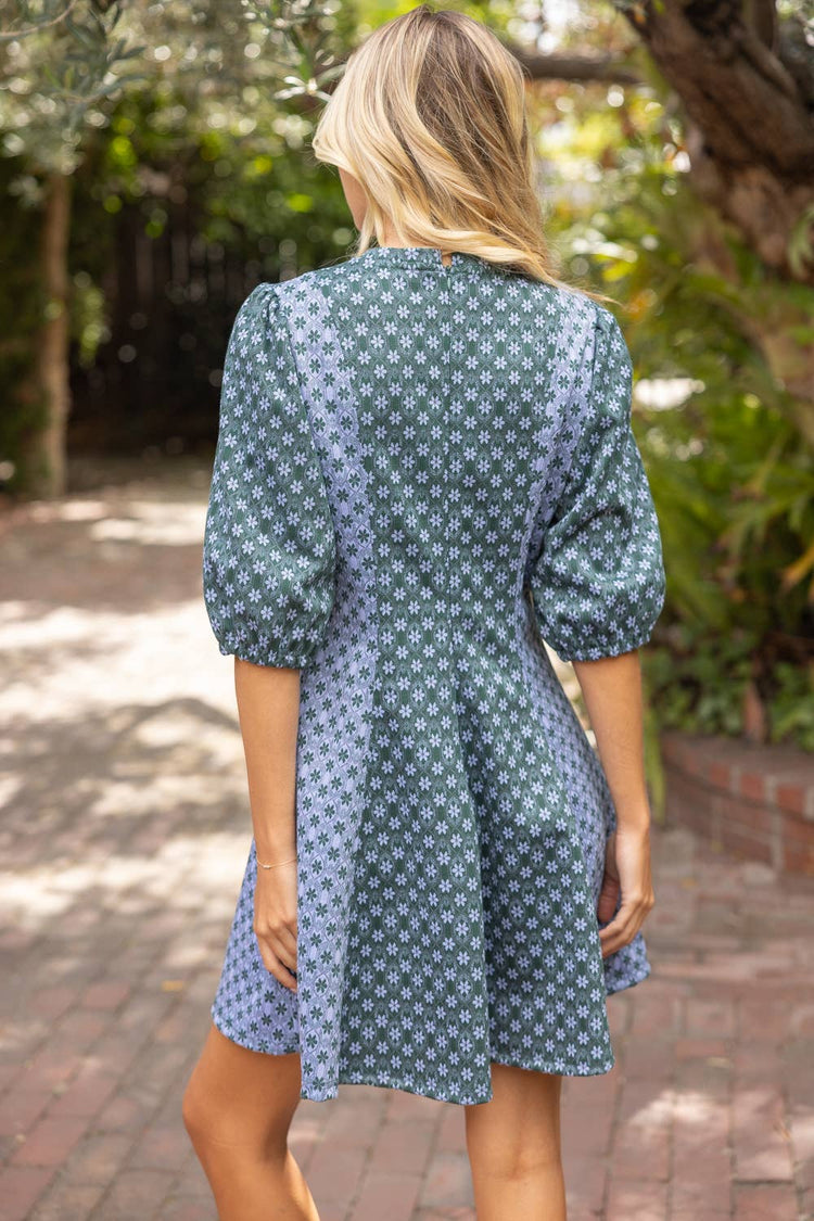 Color Contrast Floral Printed Knit Dress