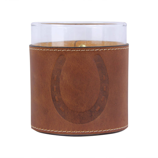 Horseshoe Leather Rocks Glass