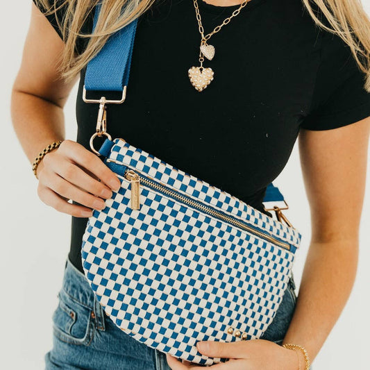 Westlyn Woven Bum Bag - Checkered Royal Blue