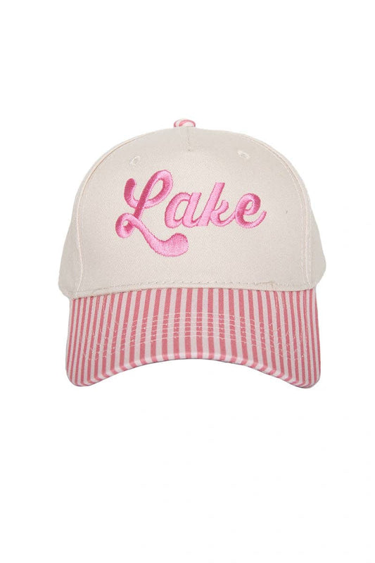 Lake Vintage Trucker Cap: Pink and Light Pink Stripe