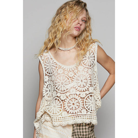 Round Neck Sleeveless Crochet Top