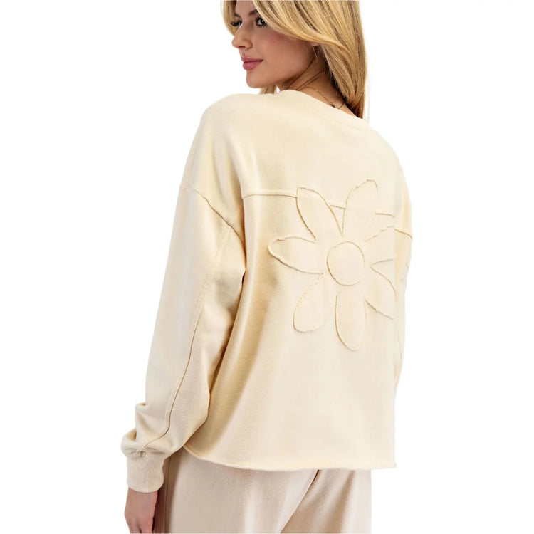 Women's Flower Patch Washed Terry Knit Pullover